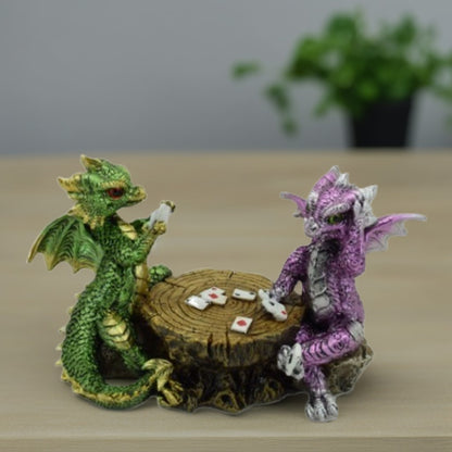 Dragons Playing Chess Figurine – 6.5" Decorative Polyresin Dragon Statue Sculpture for Home, Office & Bookshelf Decor, Unique Collectible Gift for Housewarming, Birthday & Holiday
