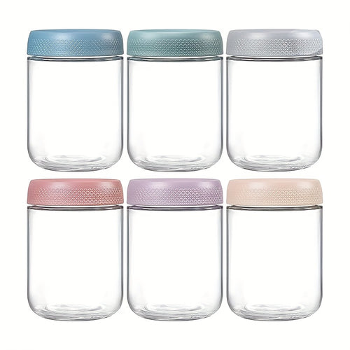 6-pack 16oz Overnight Oats Containers with Lids, Glass Jars with Airtight Lids, Wide Mouth Mason Salad Jars, Glass Food Storage Containers for Snacks Yogurt Spice Sugar
