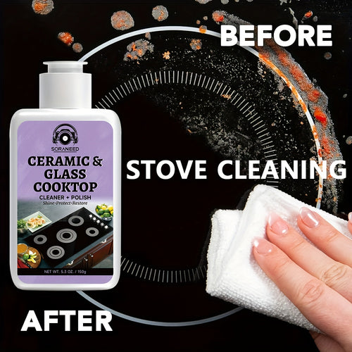 Fast-acting Ceramic Stove Cleaning Kit, A Fast-acting Stovetop Cleaner That Removes Burnt-on Grease And Stains Without Leaving Scratches. Gentle Ingredient, Non-irritating And Non-pungent, No Toxic Residue, A Healthier Home Clean Supplies And Produc