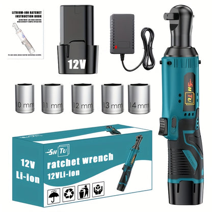 Wireless Electric Ratchet Wrench Set, Brushless Electric Ratchet Wrench, 12V Wireless Ratchet Kit, Car Repair Screw And Nut Removal, Angle Charging Wrench, With Battery And Quick Charger, Suitable For Home And Car Repair, Is A Holiday Gift For Men.