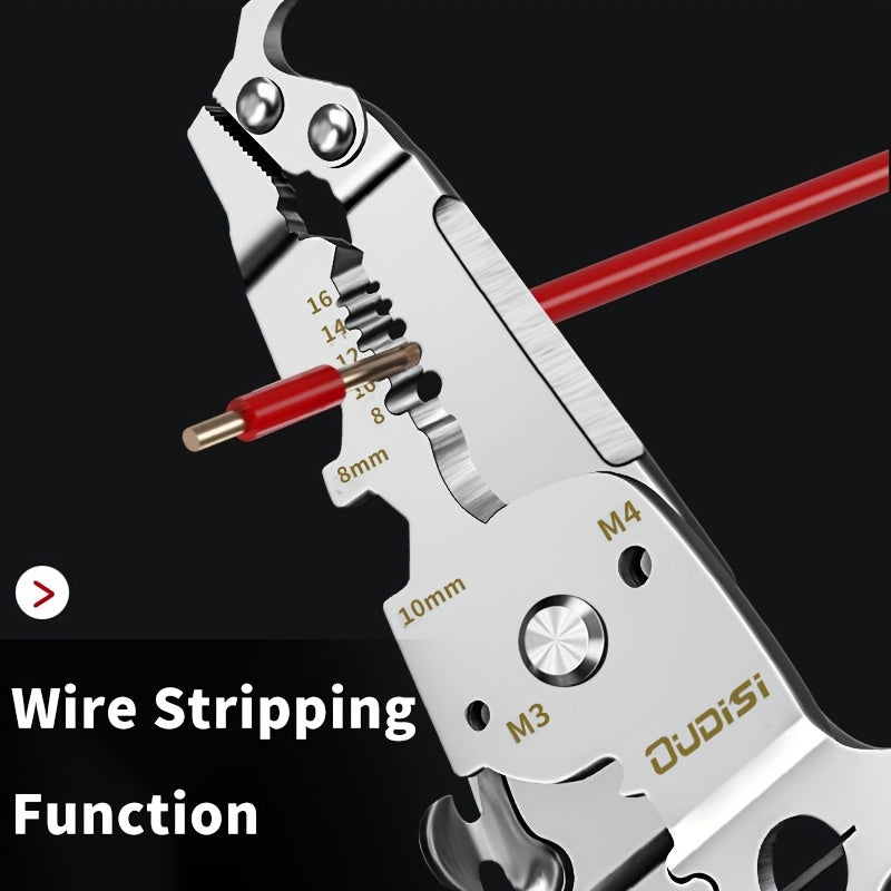 Foldable Wire Stripper Tool, Multifunctional Pliers, Suitable for Cable, Electrician, DIY And Electronic Maintenance | Compact Design, Equipped with Crimping Pliers, Cutters, Spring Clips And Anti-Slip Clips, Easy to Carry, Cars And Tool Boxes