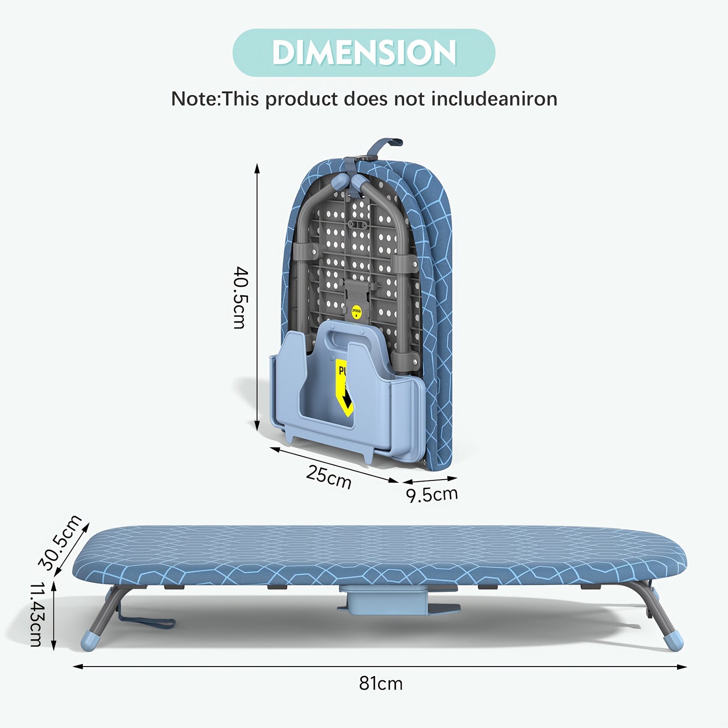 Portable Tabletop Ironing Board with Iron Holder & 2 Heat-Resistant Covers - Compact Ironing Board Suitable for Home Travel, Non-Slip Feet & Metal Frame - Ideal for Small Spaces, as a Gift for s,, (Iron Not Included)