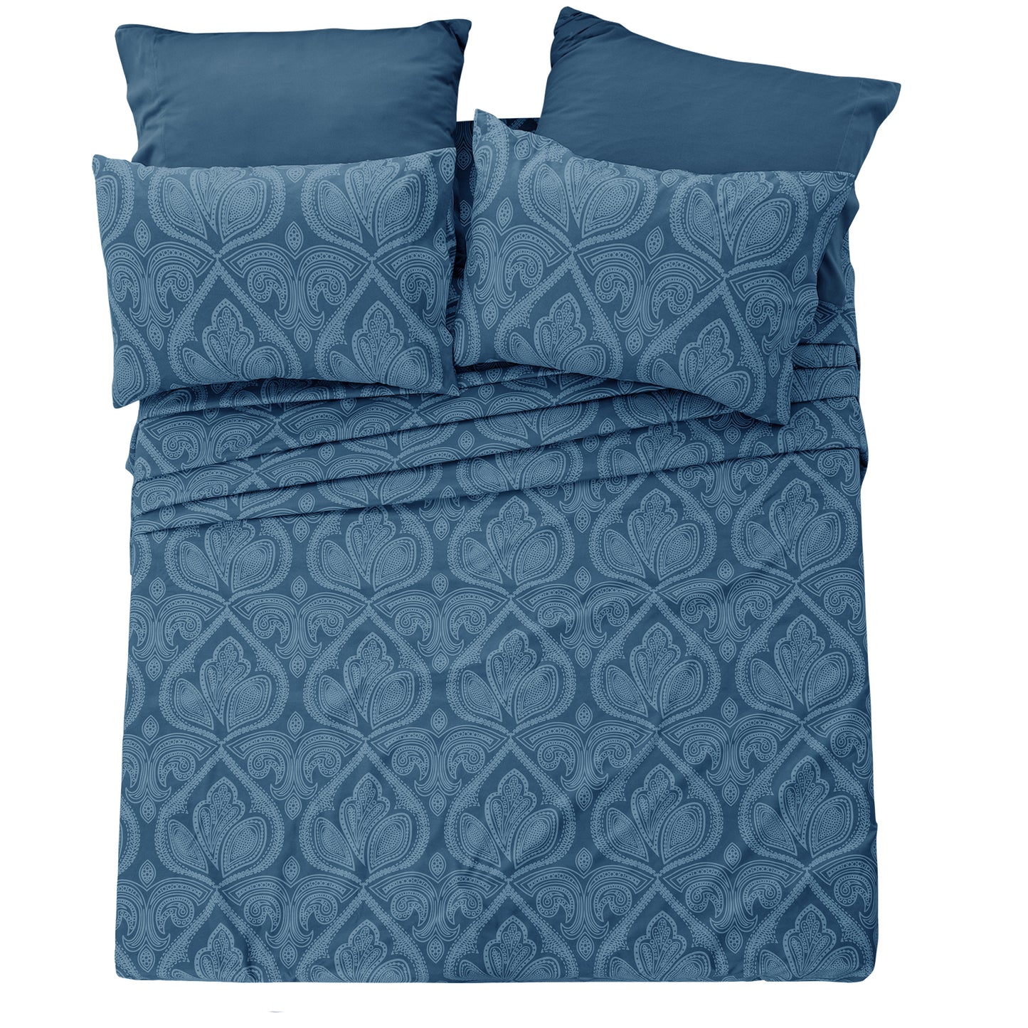 6/4 Piece Paisley Bed Sheet Set – Soft Brushed 100% polyester Wrinkle Free Sheets, Deep Pocket Fitted Sheet, Luxurious Printed Bed Sheets, All-Season Comfort