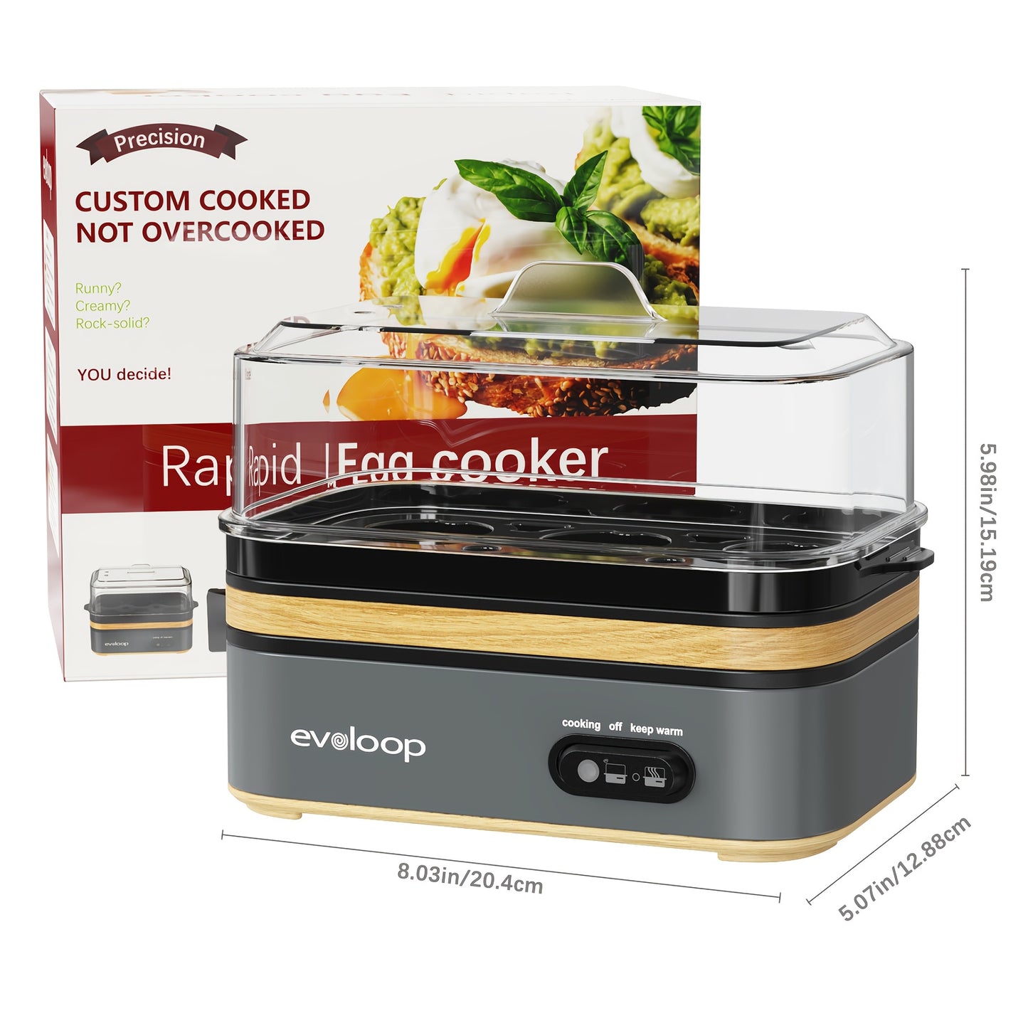Rapid Egg Cooker 6 Egg Capacity BPA Free Electric Egg Cooker for Hard Boiled Eggs, Poached Eggs, Scrambled Eggs, or Omelets