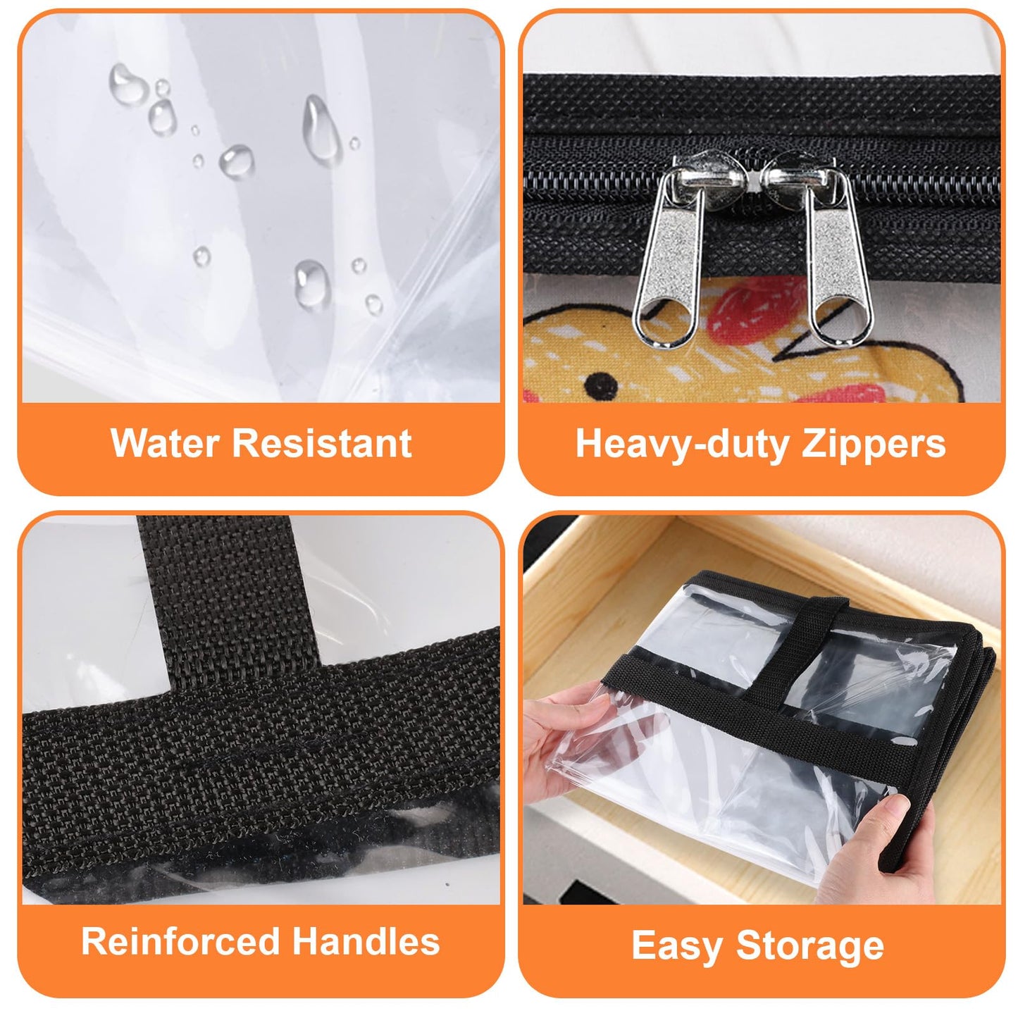 8 Pack Clear Clothes Storage Bags, Closet Organizers and Under Bed Storage Containers, Foldable Moving Bags with Zippers for Comforter, Blanket, Bedding, Duvet, PVC Packing Bags 15.85gal