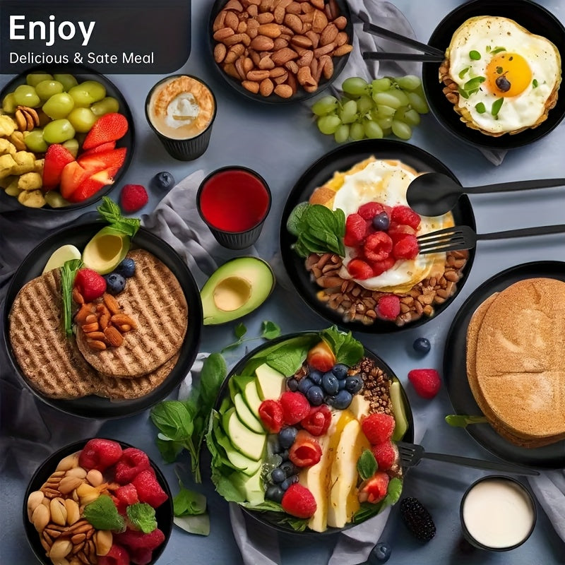 32/16pcs Wheat Straw Large Size Dinnerware Set, Service For 8/4, Lightweight Kitchen Accessories, Unbreakable Modern Dish Set-Plate/Dessert Plate/Bowl/Cup, Dishwasher And Microwave Safe, Perfect Everyday Use, Best Gifts For Thanksgiving And Christma