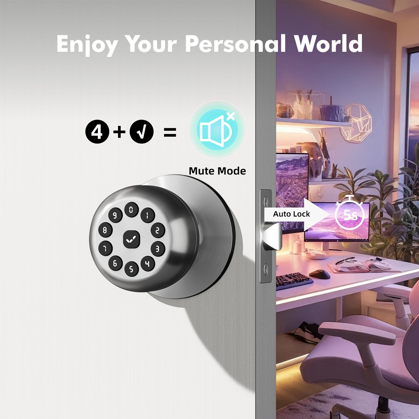 Christmas/New Year Gifts-Smart Door Locks - Bedroom Door Locks - 3-in-1 Smart Lock (APP + PIN + Key) - Wireless Design - Keyless Entry - Auto-Lock - Easy Installation - Durable Alloy Construction. The Perfect Gift for Your Family This Holiday Season.