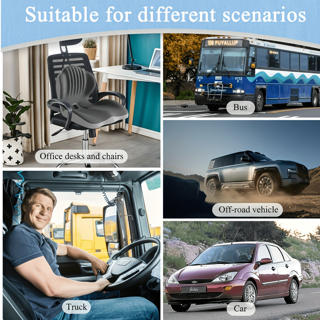 Memory Foam Seat Cushion Ergonomic with Back Support & Breathable Hollow Design – Comfortable Chair Pad for Office, Car Seat & Long Sitting, Unisex Gift