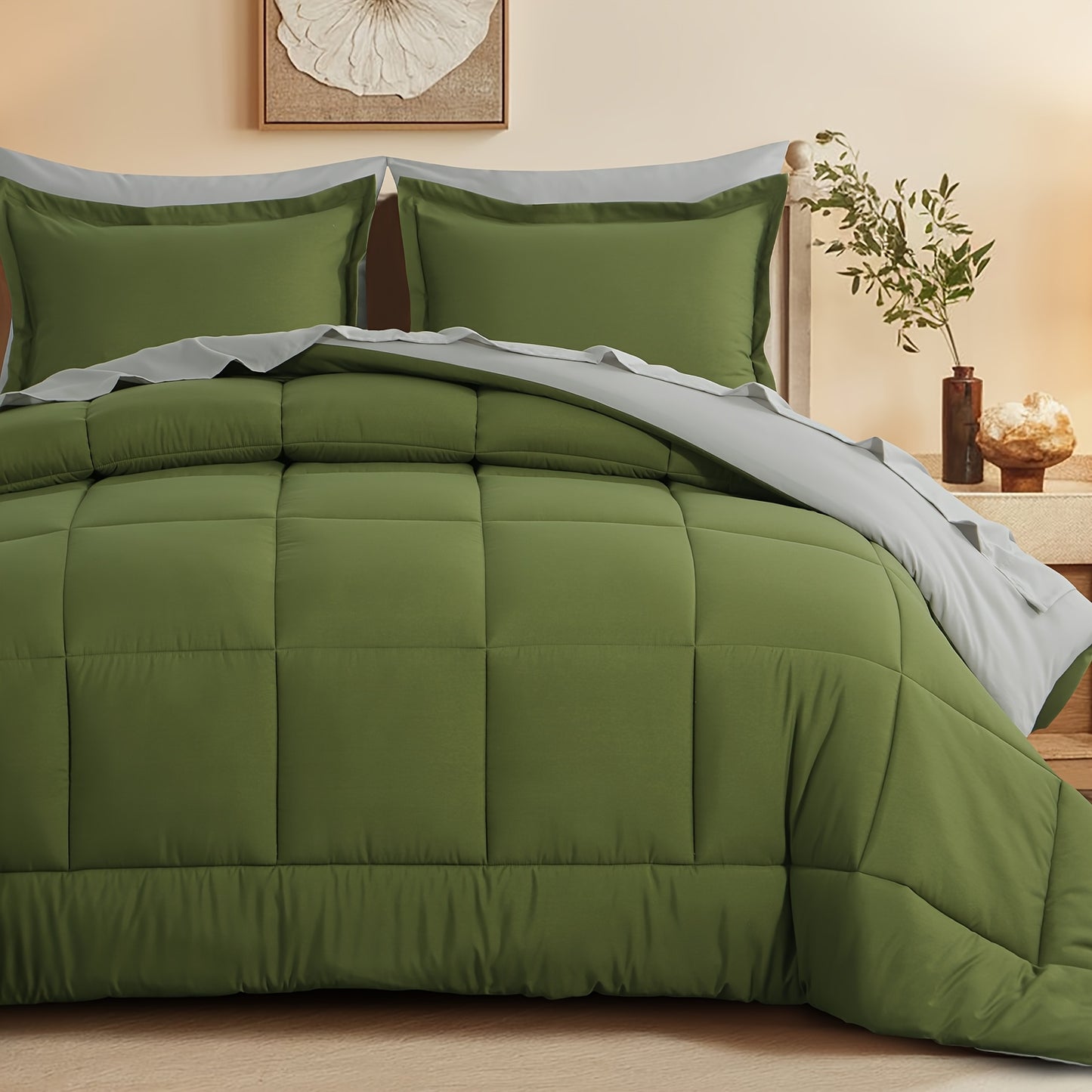 7pcs Comforter Set-Luxury Soft Fluffy Bedding With 1 Comforter, 1 Fitted Sheet, 1 Flat Sheet, And 4 Pillowcases & Pillow Cover-All Season Quilte Set Queen, Hypoallergenic, Breathable, Easy Care, Valentine'S Day Bed In A Bag, Gifts For Her