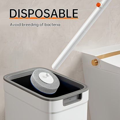 Disposable Toilet Brush & Holder Set with 6 Refill Wands – Wall Mounted, Pre-Loaded Scrubbing Solution, No-Touch Bathroom Cleaning Supplies, White