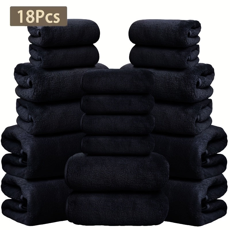 18pcs Coral Velvet Towel Bath Towel Set, 4 Bath Towels, 4 Towels, 10 Square Towels, Suitable for Hotel, Home, Travel, Spa