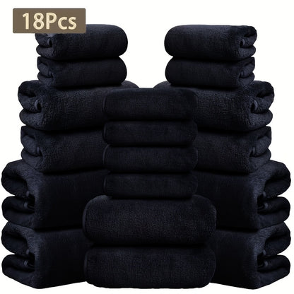 18pcs Coral Velvet Towel Bath Towel Set, 4 Bath Towels, 4 Towels, 10 Square Towels, Suitable for Hotel, Home, Travel, Spa