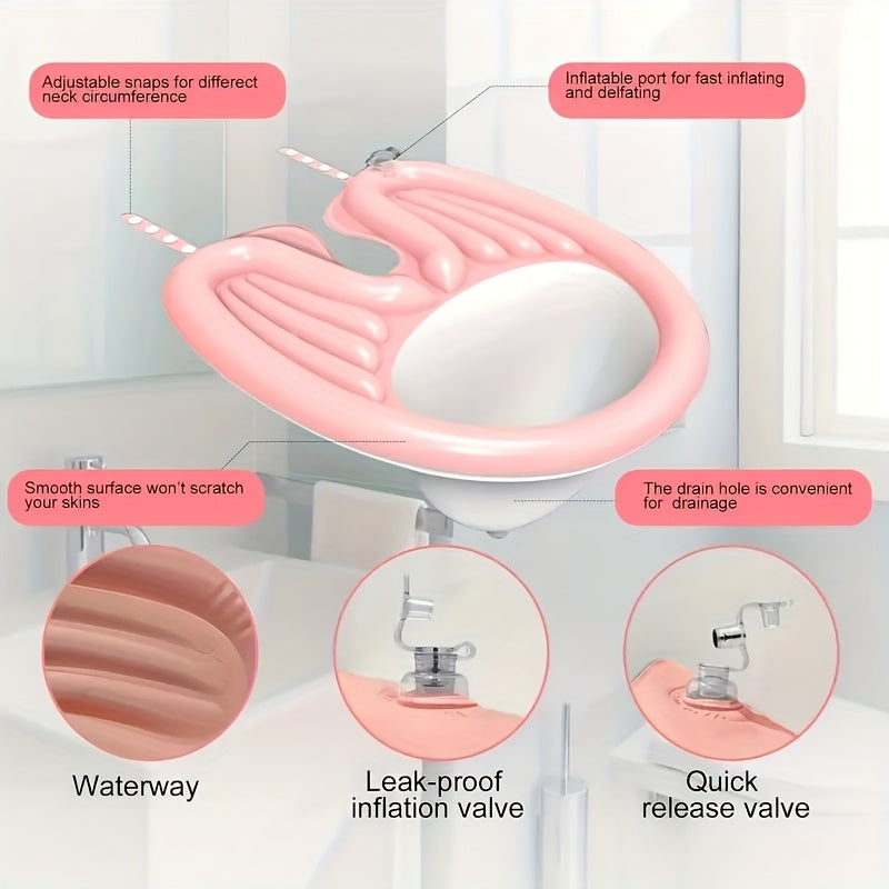 [Portable, Lightweight] 4pcs Inflatable Shampoo Basin, Mobile Portable Shampoo Basin With Air Pump And Drainage, Soft And Comfortable Lightweight Shampoo Basin, Suitable For The Elderly, Disabled, Pregnant Women, Injured, Bedridden, Can Be Folded For Stor