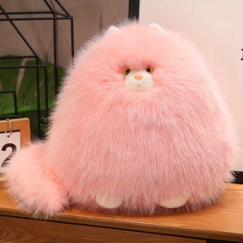 Silly Cat Plush Pillow, Long-haired Hug Pillow for Sleep, Comforting Cat Gift.