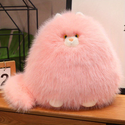 Silly Cat Plush Pillow, Long-haired Hug Pillow for Sleep, Comforting Cat Gift.