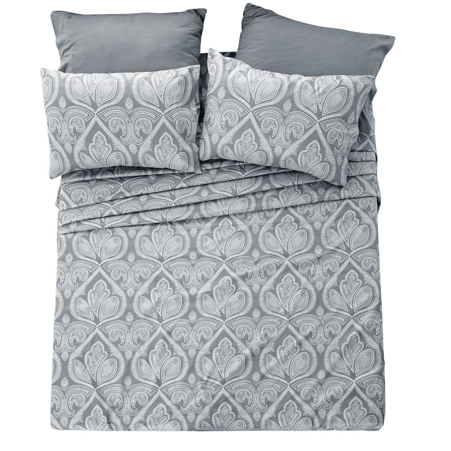 6/4 Piece Paisley Bed Sheet Set – Soft Brushed 100% polyester Wrinkle Free Sheets, Deep Pocket Fitted Sheet, Luxurious Printed Bed Sheets, All-Season Comfort