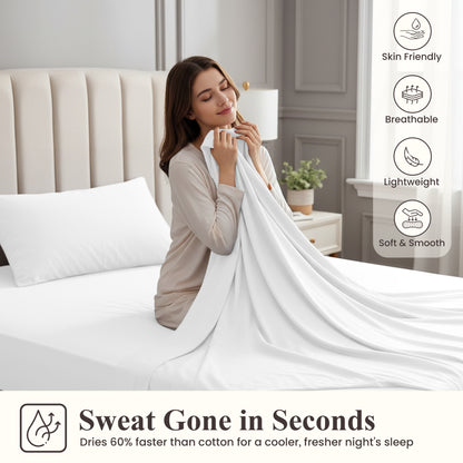 Lux Decor 3/4 Pieces Bamboo Blend Sheet - Polyester & Bamboo Viscose Cooling Bed Sheets, Skin Friendly & Machine Washable Bed sheets Set - Up to 16 Inches Deep Pocket Included 1 Flat 1 Fitted 2 Pillowcases Hotel & Bedroom Accessories