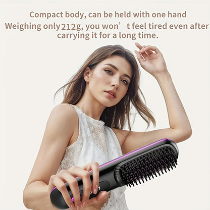 Ladies' Portable Wireless Mini Straightener, 3-speed Adjustable Temperature, LED Display Screen, USB Charging 2000mAh Battery, Professional Styling, Creating Smooth And Shiny Hair, Suitable for Home, Travel, And Holidays