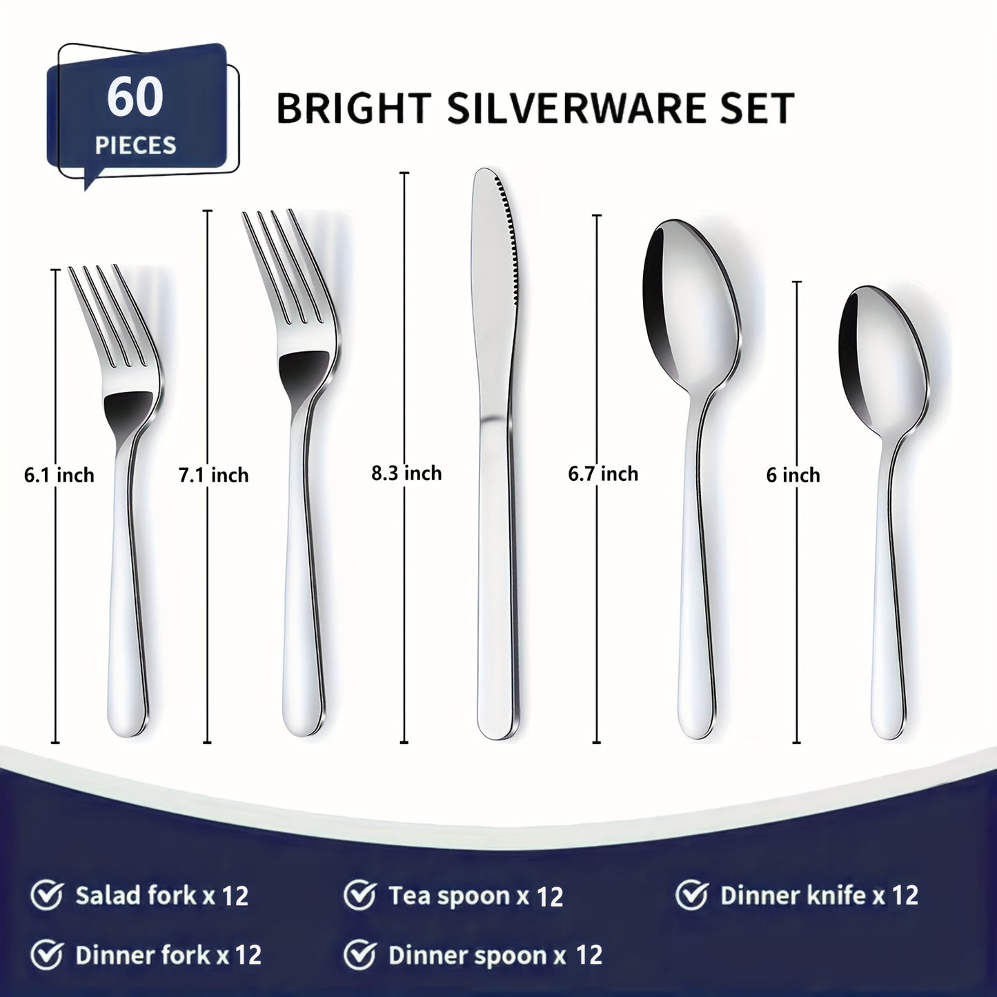 90P Stainless Steel Silverware Suitable for 18 People to Use, 60/90pcs, Steak Knife, Salad Fork, Dessert Spoons, Cutlery Set with Gift Box, Kitchen Accessories, Home Outdoor, Wedding Camping Stuff, Halloween Party Gift, Dishwasher Safe