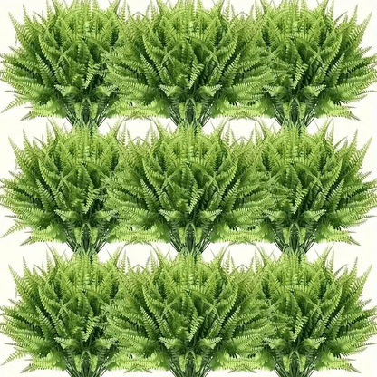 10 pack Artificial Plants Fake Boston Fern Plastic Fake Ferns Large Faux Ferns for Outdoor Artificial Greenery Plants for Indoor Garden Office Porch Home Decor