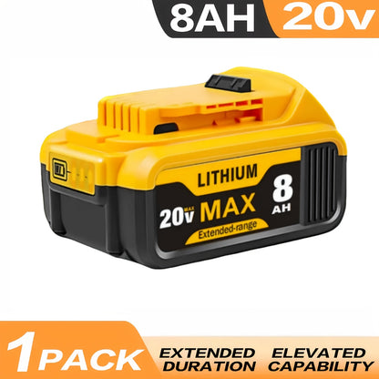 20V 8.0Ah Lithium-Ion Replacement Battery for DeWalt Cordless Tools Compatible with DCB200 DCB203 DCB204 DCB205 DCB206 DCB180 DCD DCF DCG DCS Series High Capacity Rechargeable
