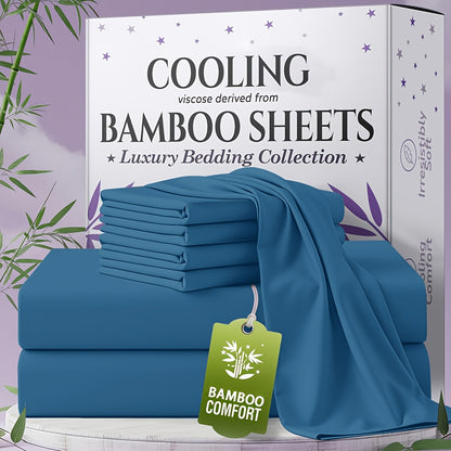for extra Deep Pocket Bamboo Sheets Set - 4/6pcs Breathable & Cooling Bamboo Bed Sheet Set, Kid Sheet & Pillowcase Sets, Hotel Luxury, Soft Wrinkle-Free For Extra Deep Mattresses, Room Decor
