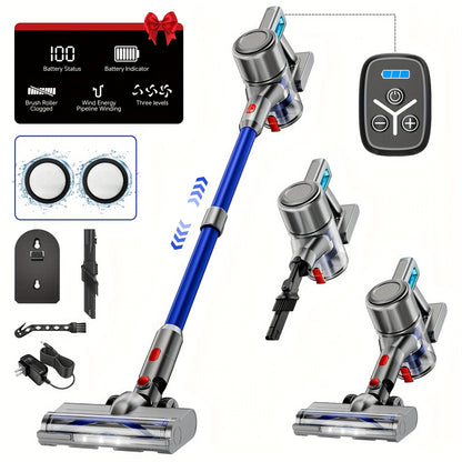 Cordless Vacuum Cleaner 55KPa 8-in-1 Stick Vacuum with LED Light 180° Swivel Lightweight Wireless for Hardwood Carpet Pet Hair Stairs Car Sofa Home Office