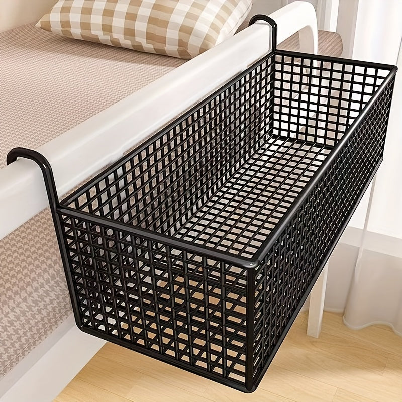 Cast Iron Door Back Hanging Basket - Black Woven Mesh Storage Rack, Sturdy Metal Frame And Safety Hanging Mechanism, Space-Saving Multi-Functional Shelf, Suitable for Dormitories, Bedrooms, Wardrobes - 11 Holiday Gifts, Shelf Basket, Shelf Baskets