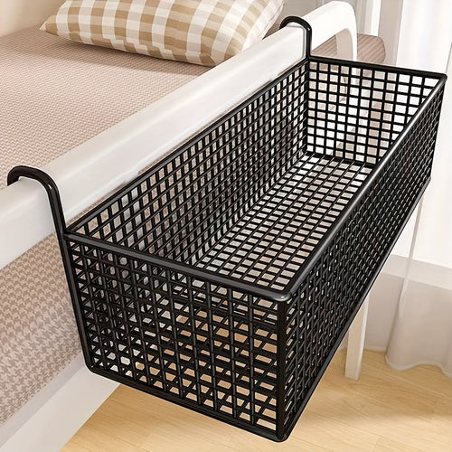 Cast Iron Door Back Hanging Basket - Black Woven Mesh Storage Rack, Sturdy Metal Frame And Safety Hanging Mechanism, Space-Saving Multi-Functional Shelf, Suitable for Dormitories, Bedrooms, Wardrobes - 11 Holiday Gifts, Shelf Basket, Shelf Baskets