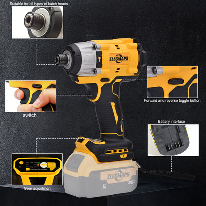 For Dewalt 20V Batteries, 1500 Nm Impact Wrench, Brushless Drills And Screwdrivers"Three-Power Compact Tool Set" Optional Chargers And Batteries. Suitable For And Industrial Use, And Provides Complete Home Repair And Construction Tool, Best Gift