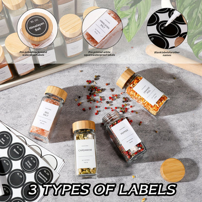 15/24/36pcs Spice Jars with Labels And Lids, 4oz, Spice Empty Bottles with Foldable Funnel, Glass Condiment Containers, Storage Jars, Commercial Restaurant Kitchen Accessories, Kitchen Condiment Jars