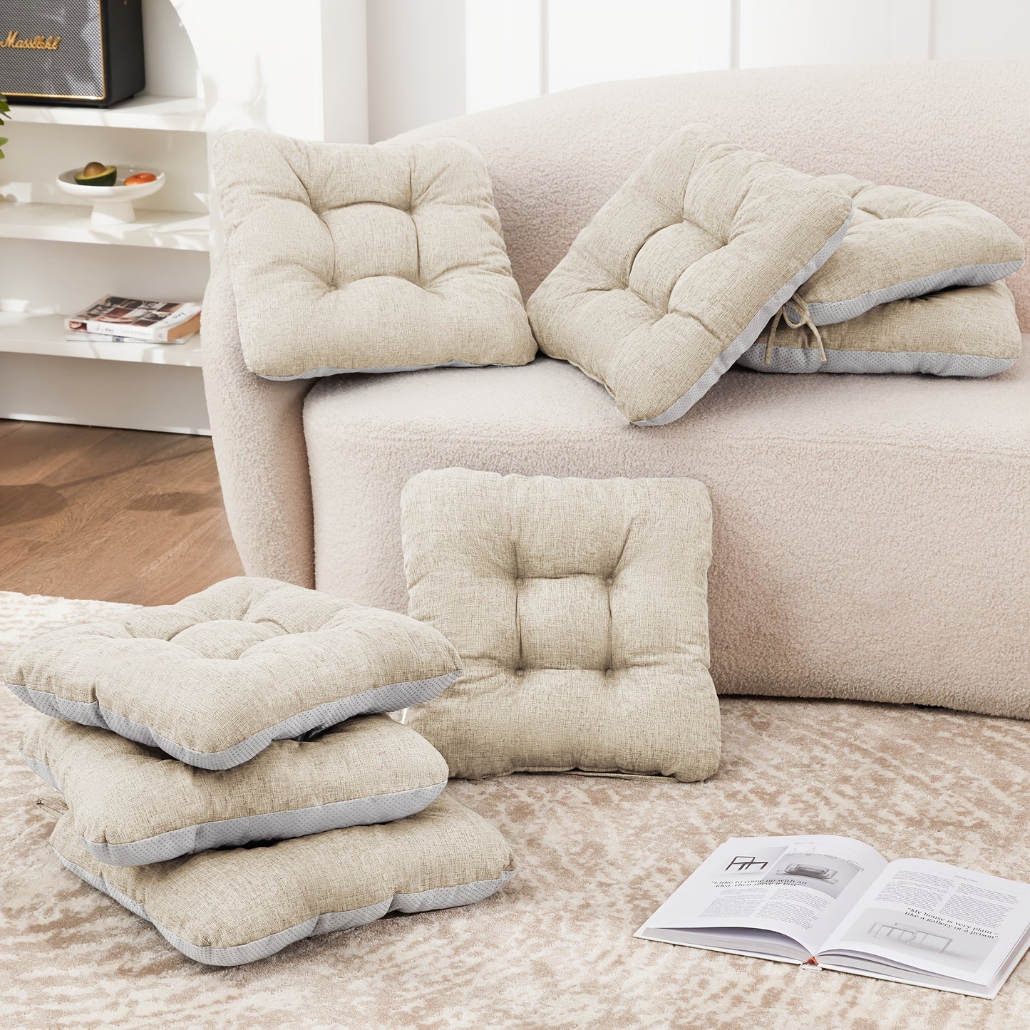 New Year 4/8pcs Memory Foam Chair Cushions, M L Size Available, Outdoor/Indoor Chair Pads for Dining Chairs 4/8 Pack, Seat Cushions for Kitchen, Dining Room, Office, Patio Chair