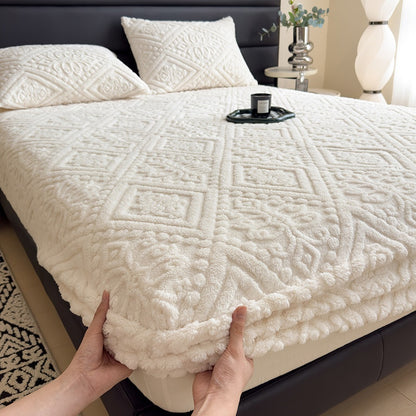 European Embossed Super Soft Bed Sheet/Blanket- Four Season Universal Warm Mattress Protective Cover, Soft Machine Washed Bedding, Deep Pocket Design, Suitable For Multiple Specifications Twin, Queen, King, Full.(NO Pillowcase) Gifts For Parents