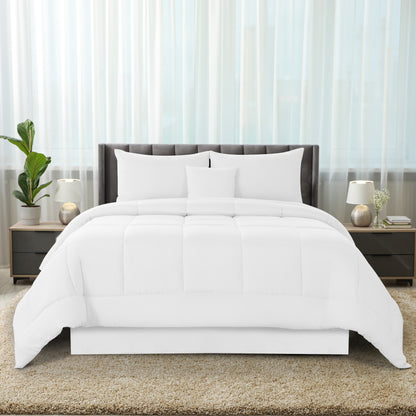 Lux Decor 5 Pieces Comforter Set - Reversible Duvet Insert - Quilted Comforter Smooth, Breathable & Machine Washable, Soft and Comfortable Bedding, Down Alternative Comforter Included 2 Pillow Shams, Bed Skirt, & Cushion - All Season Gift Choice