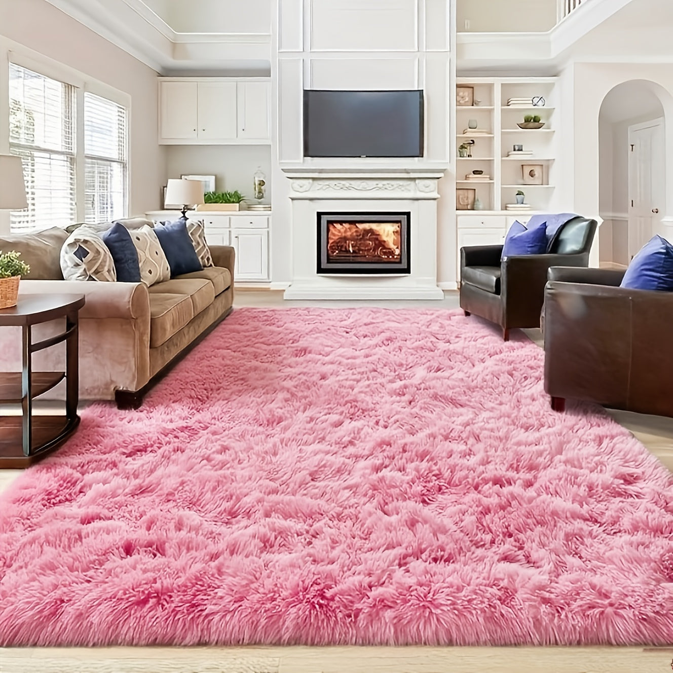 Rugs Living Room Area Rugs for Bedroom, Washable Anti Slip Extra Large Shaggy Soft Rug Fluffy Modern Floor Carpets Mat Beside Rugs for Living Room