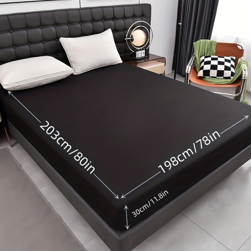 1pc Waterproof Fitted Sheet - Soft, Comfortable, Breathable Solid Color Mattress Cover, Ideal For Bedroom, Guest Room, Machine Washable Polyester Fabric, Breathable Liner, No Print Design, Dorm Room Essentials | Modern Aesthetic | Smooth Texture