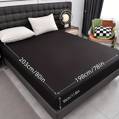 1pc Waterproof Fitted Sheet - Soft, Comfortable, Breathable Solid Color Mattress Cover, Ideal For Bedroom, Guest Room, Machine Washable Polyester Fabric, Breathable Liner, No Print Design, Dorm Room Essentials | Modern Aesthetic | Smooth Texture
