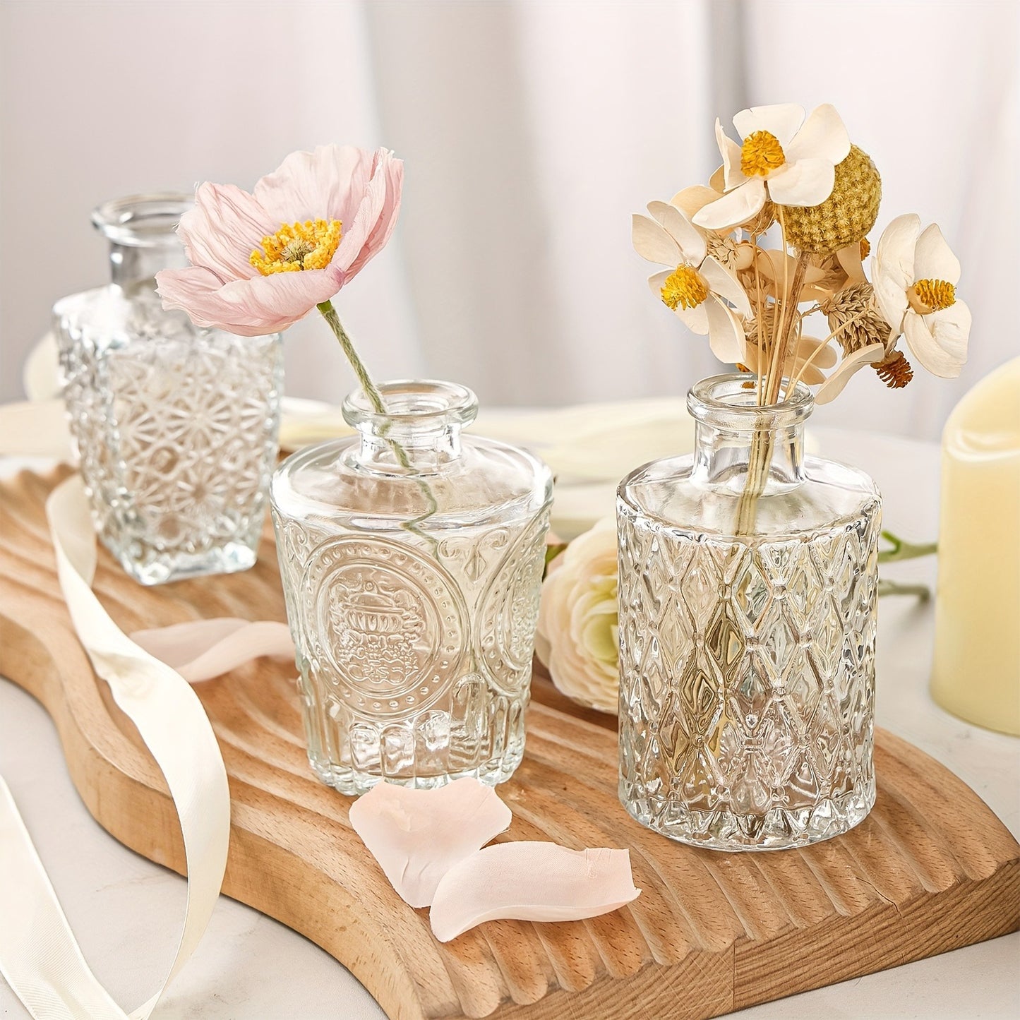 Glass Bud Vases Bulk Set – Clear Flower Vases for Wedding Table Centerpieces, Home Decor, Birthday, Anniversary & Holiday Party Decorations