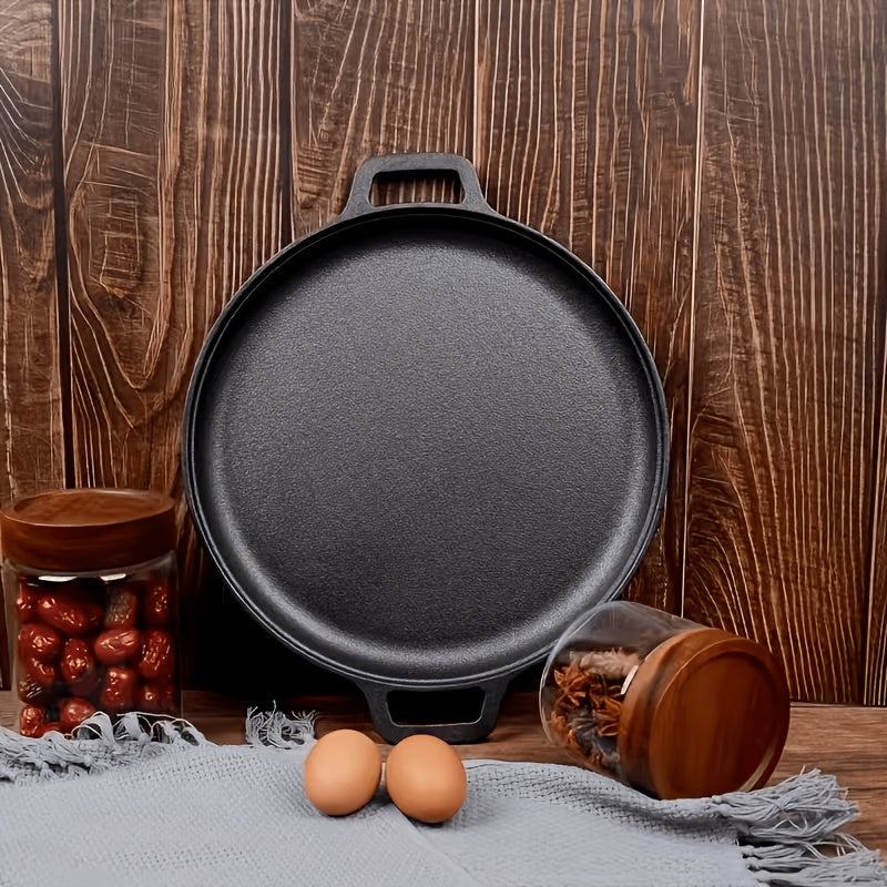 Pre-Seasoned Cast Iron Skillet | 11.02 Inch Round Grill Pan with Dual Large Loop Handles, Durable And Even-Heating, Suitable for Oven, Stovetop, Grill Or Campfires, Ideal for Pizza Lovers, Kitchen Gadget