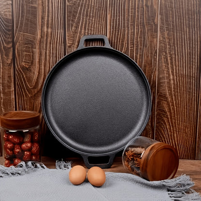 Pre-Seasoned Cast Iron Skillet | 11.02 Inch Round Grill Pan with Dual Large Loop Handles, Durable And Even-Heating, Suitable for Oven, Stovetop, Grill Or Campfires, Ideal for Pizza Lovers, Kitchen Gadget
