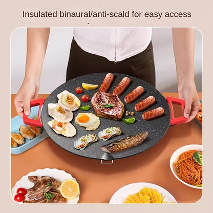 Aoran 18 "/19" Red Handle Electric Baking Pan, Indoor Electric Frying Pan, Five-speed Adjustable, Non-stick Pan Easy to Clean Electric Baking Pan