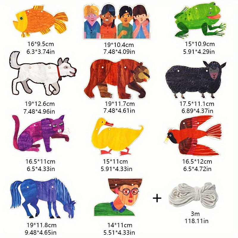 1pc Hoojojo'S Brown Bear And Friends Banner, a 3-Meter Long Paper Garland, Perfect for Educational Wall Decoration in Nurseries And Kindergartens, Also Suitable for Book-Themed Celebrations