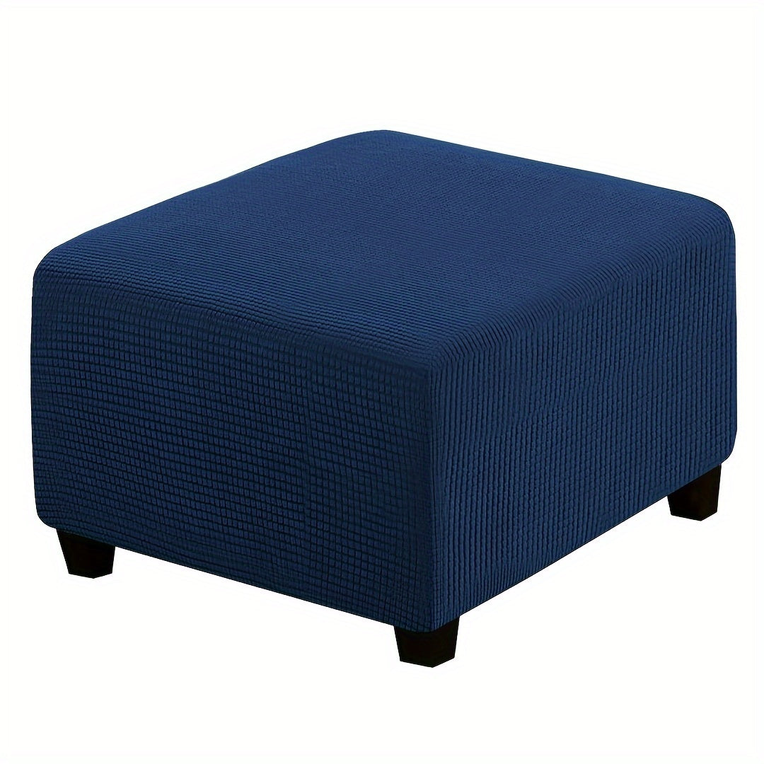 Classic Elastic Square Ottoman Footstool Cover - Slipcover with Grip Polyester, Stretch Protector, And Elastic-Band Closure - Machine Washable - Home Office Decor - 1pc