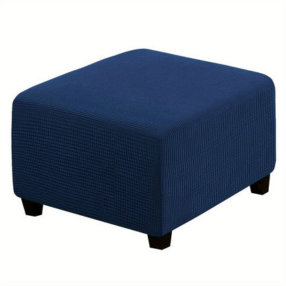 Classic Elastic Square Ottoman Footstool Cover - Slipcover with Grip Polyester, Stretch Protector, And Elastic-Band Closure - Machine Washable - Home Office Decor - 1pc