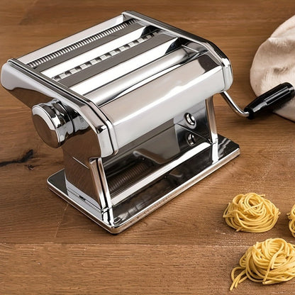 Manual Pasta Maker - 9 Adjustable Thickness Settings, Stainless Steel Pasta & Noodle Cutter for Spaghetti, Fettuccine, Lasagna & Dumpling Wrappers, Durable Kitchen Tool with Stable Structure