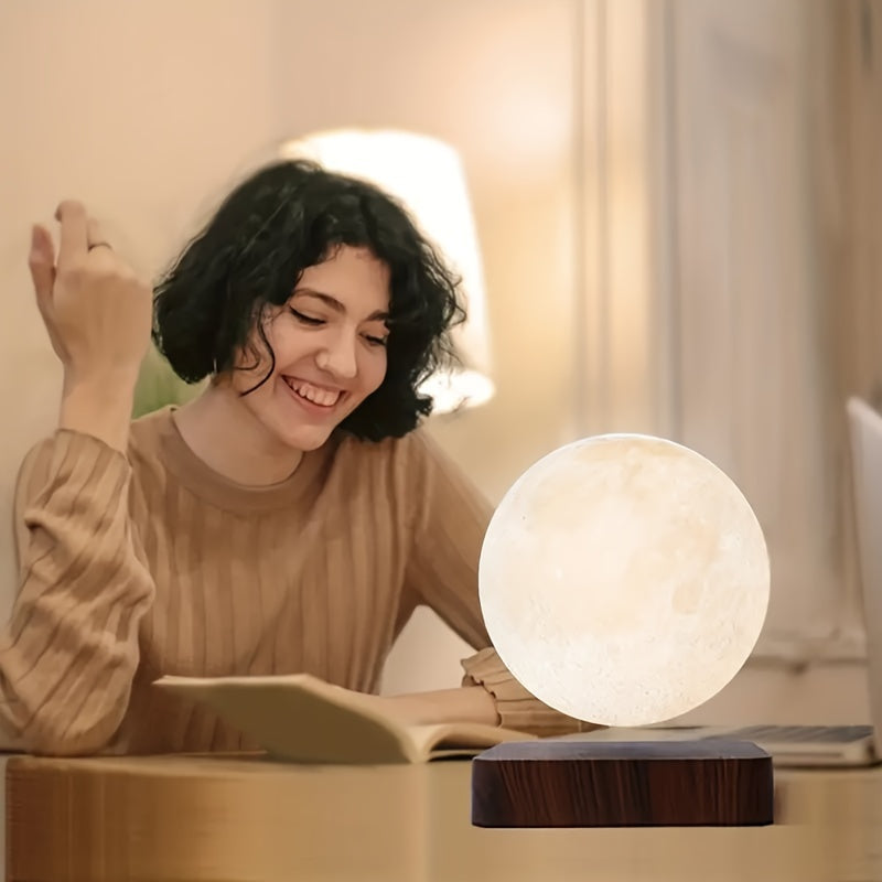 Levitating Moon Lamp Magnetic Floating Spinning Luna Night Light 3 Color Modes LED Moon Light for Home Office Desk Decor Bedroom Cool Tech Gadget Gift Idea