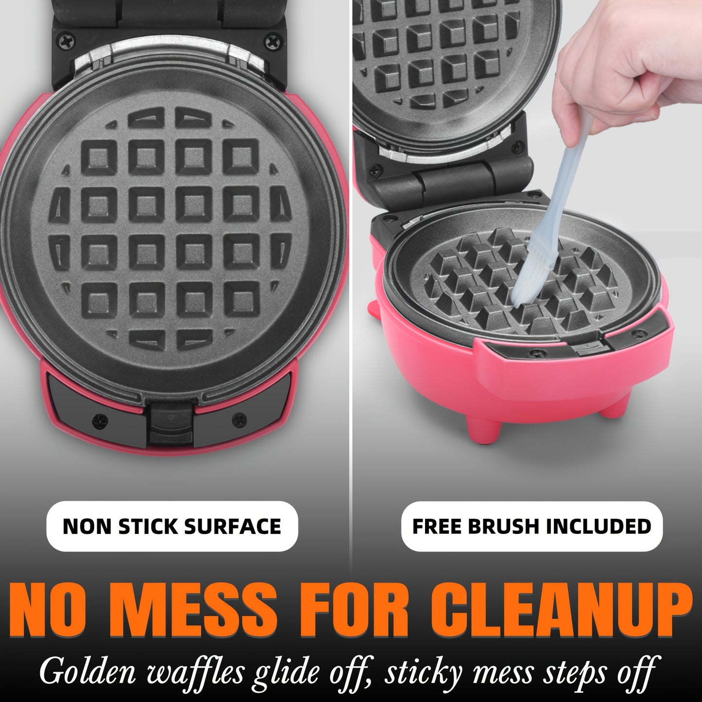 Mini Waffle Maker 4-in-1 with Removable Plates – Waffle, Pancake, Donut & Heart Shape, Non-Stick, Easy Clean, Recipe Included, Compact Breakfast Maker for Home