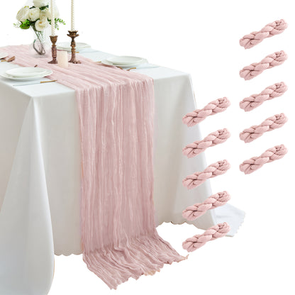 10 Pack Table Runner, Cheesecloth Table Runner, 10ft Table Runner, for Wedding Reception, Boho Rustic Wedding, Party, Bridal Shower Decor, Home Decor Valentine's Day