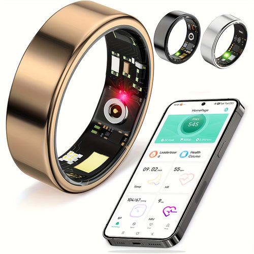 Smart Ring Fitness & Health Tracker for Men & Women – Heart Rate, Sleep, Steps, Calories, Body Temp & HRV Monitoring, IP68 Waterproof, iOS & Android Compatible