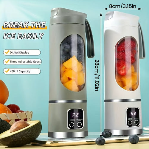 Portable Juicer USB Rechargeable with LED Display - Handheld Personal Blender for Smoothies, Juice & Ice Crush, Li-Ion Battery Powered Mini Juicer Cup for Home, Gym, Travel & Outdoor, Multiple Styles